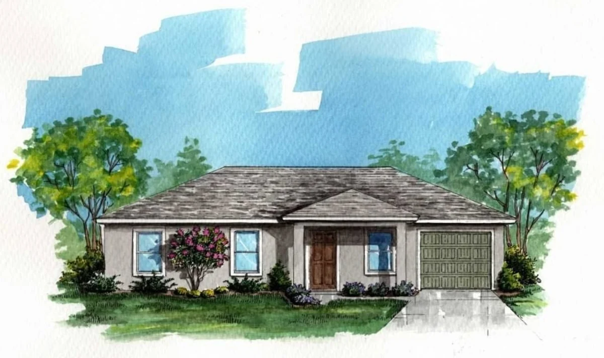 The Aubrie elevation rendering — A.L. Milton Construction